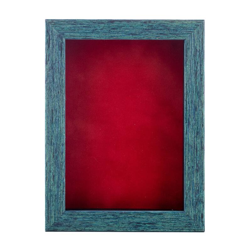 11x17 Distressed Blue Shadowbox Frame Interior Size 11x17 by 1 1/16" Deep Red AcidFree
